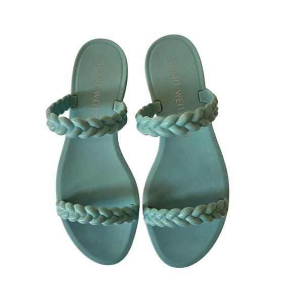 Stuart Weitzman Womens Semi-Shine Rubber Braida Sawyer Jelly Sandals Aqua Sz 7B - Picture 11 of 11